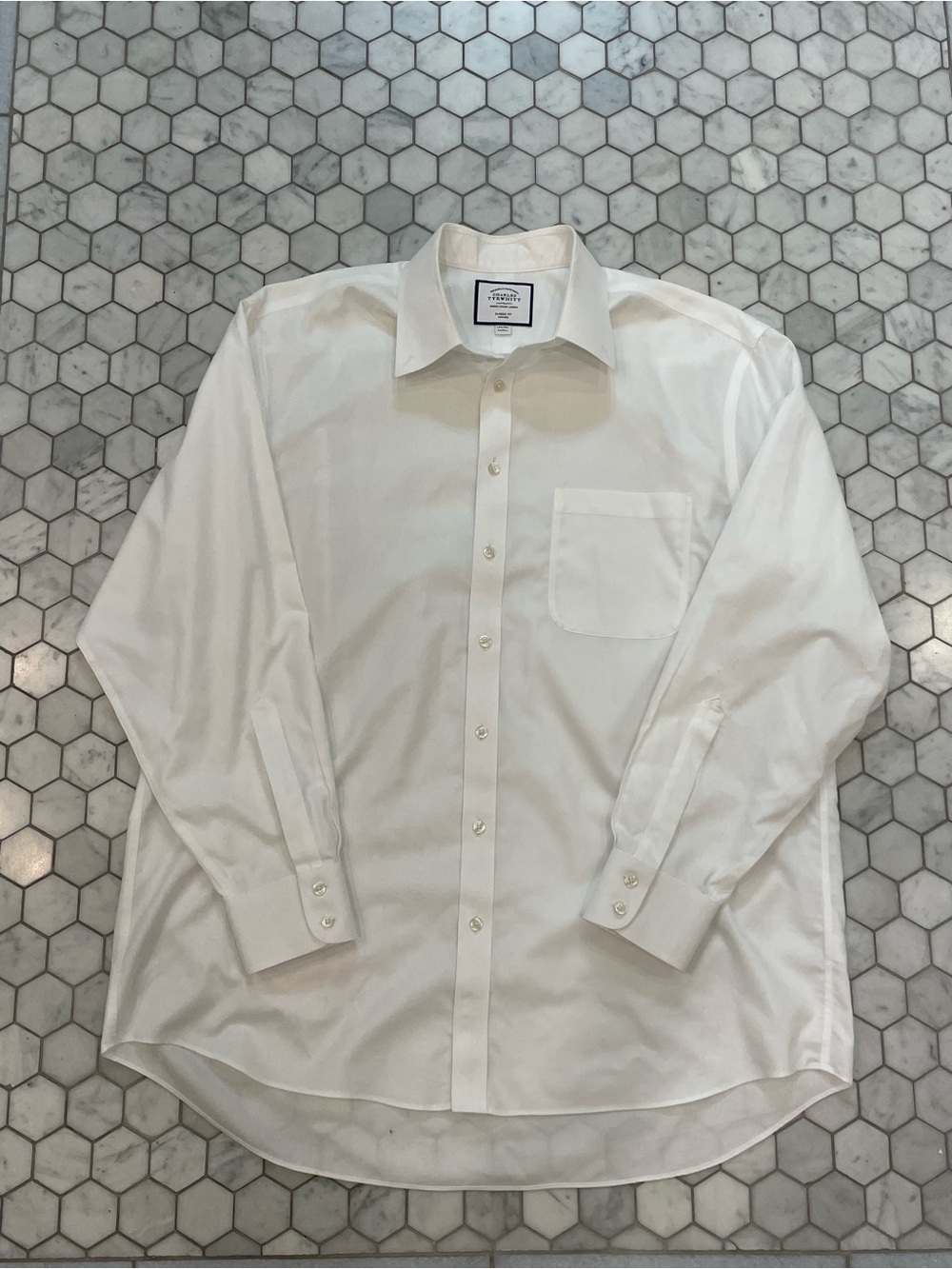 Charles Tyrwhitt White Men’s Dress Shirt with Chest Pocket